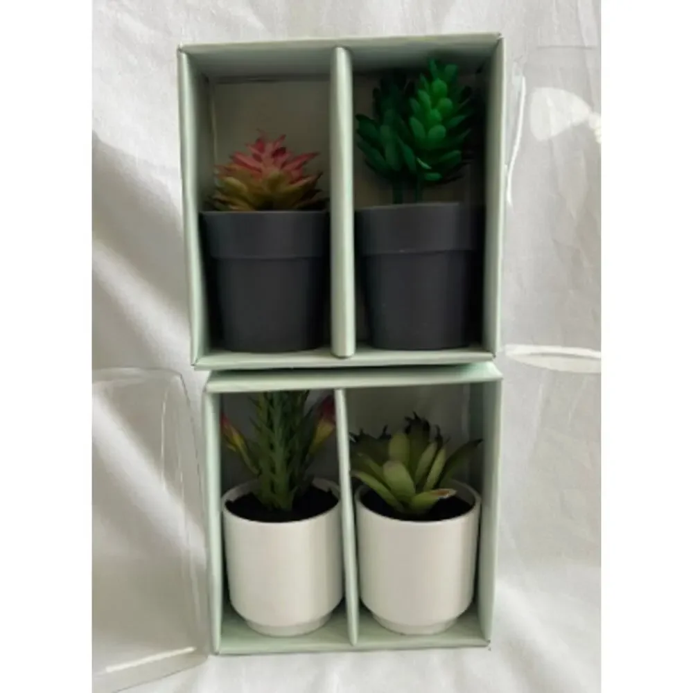 4 Piece Faux Mini Decorative Succulents in Pots 4